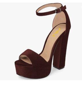 FSJ Brown Sexy Ankle Strap Platform Sandal Chunky High Heel Open Toe Summer Shoe